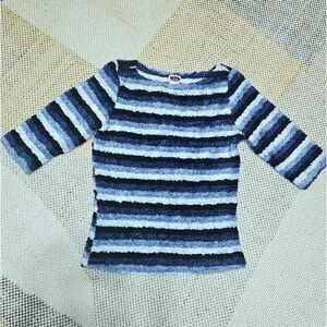 90s Y2K Blue Striped Fluffy Sweater